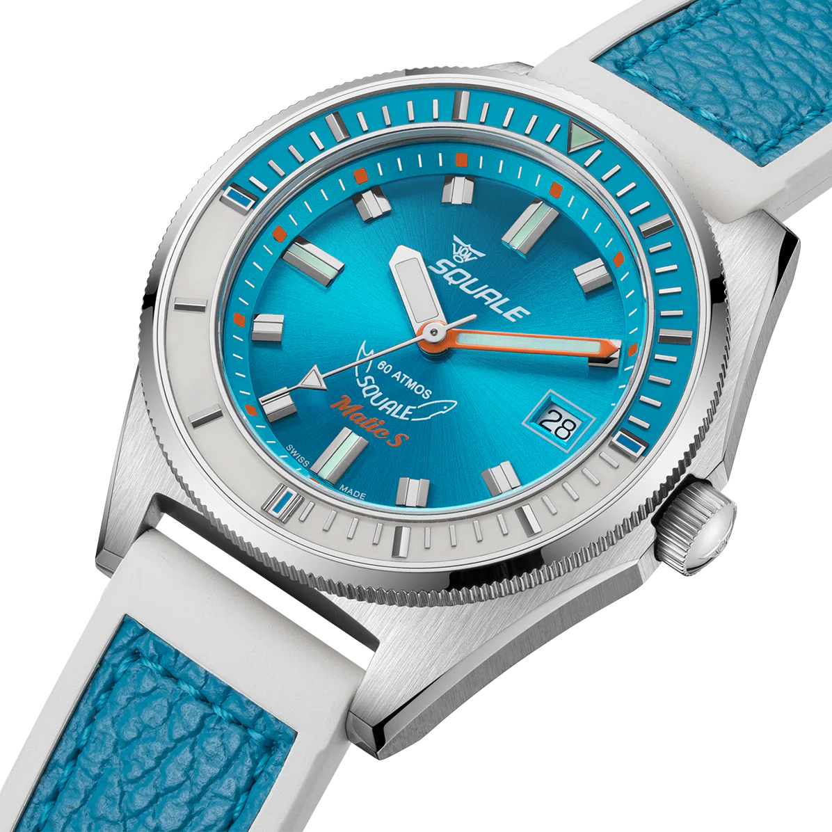 Squale Matic S Light Blue HydroLeather Watch - Image 4