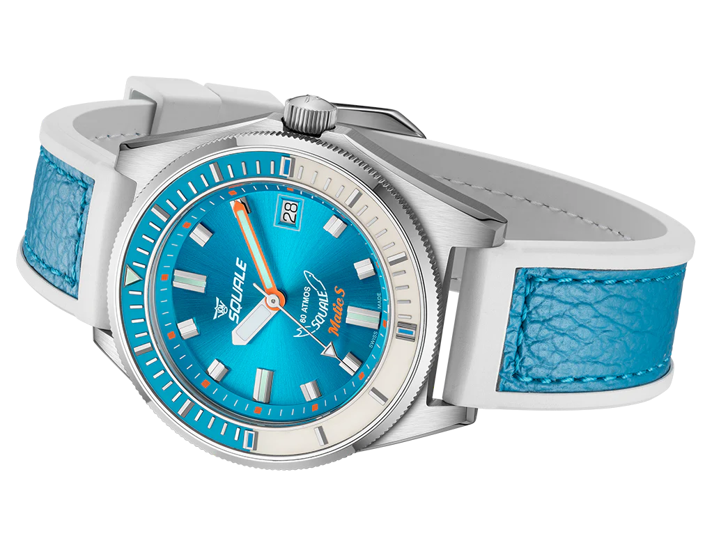 Squale Matic S Light Blue HydroLeather Watch - Image 6