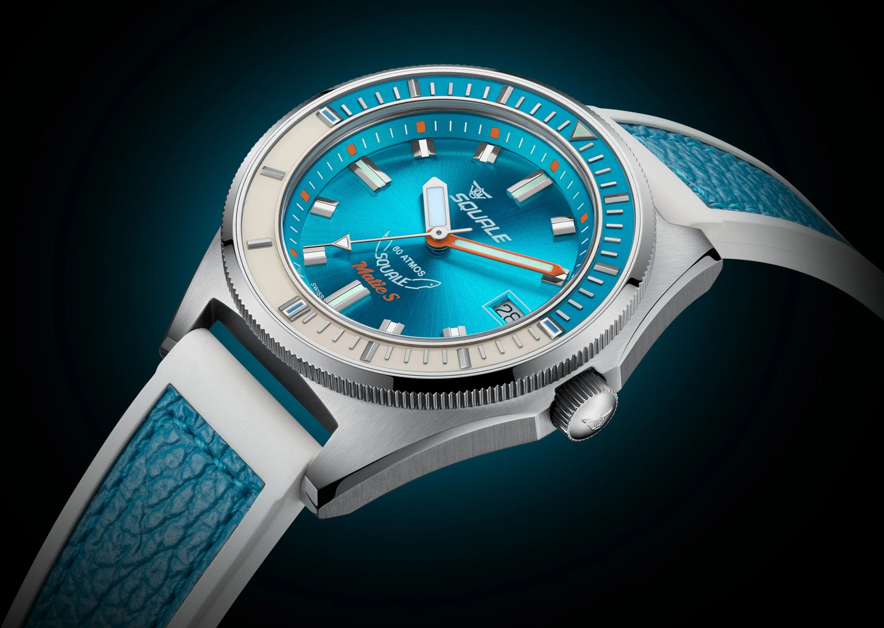 Squale Matic S Light Blue HydroLeather Watch - Image 7