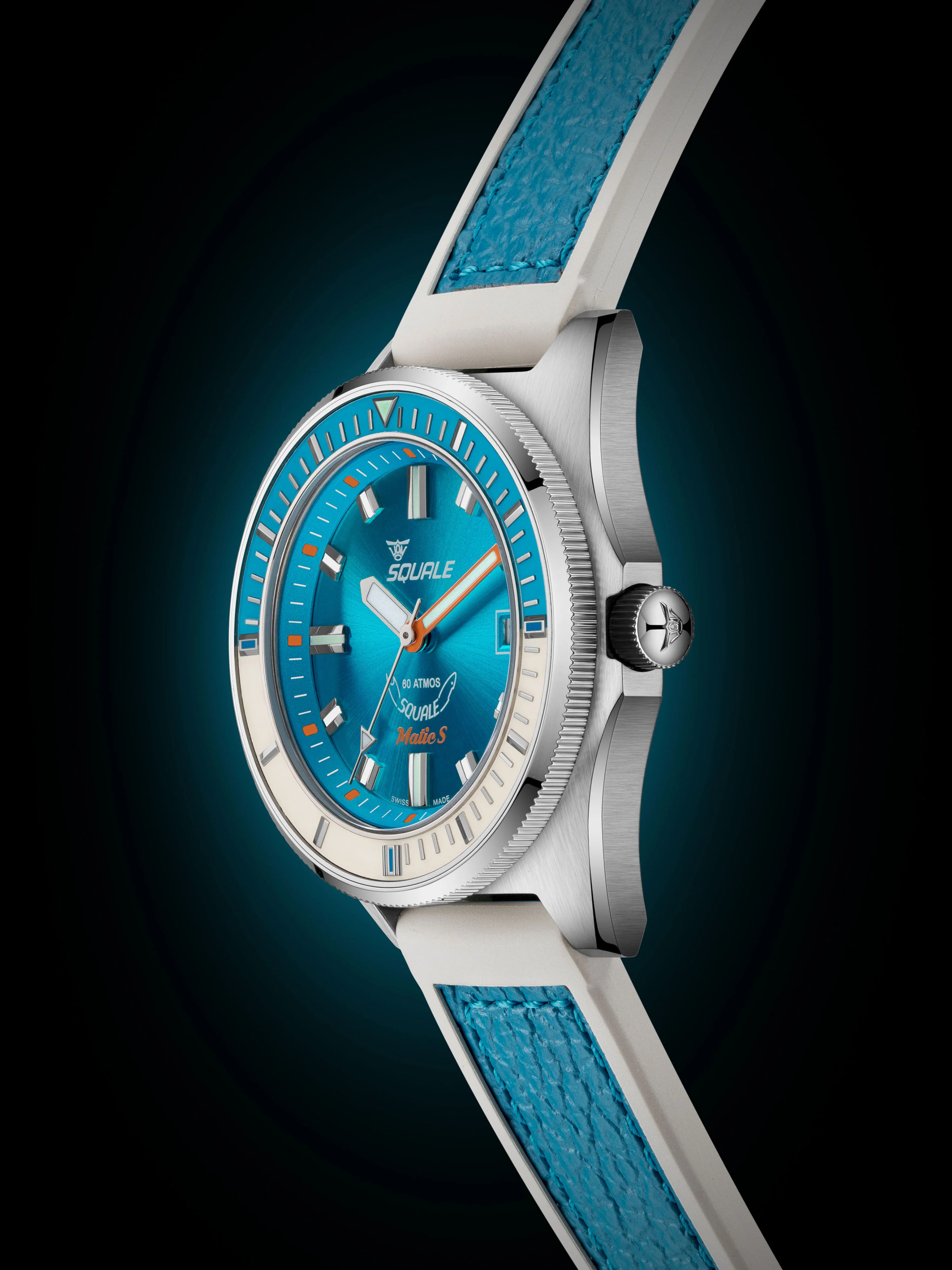 Squale Matic S Light Blue HydroLeather Watch - Image 8