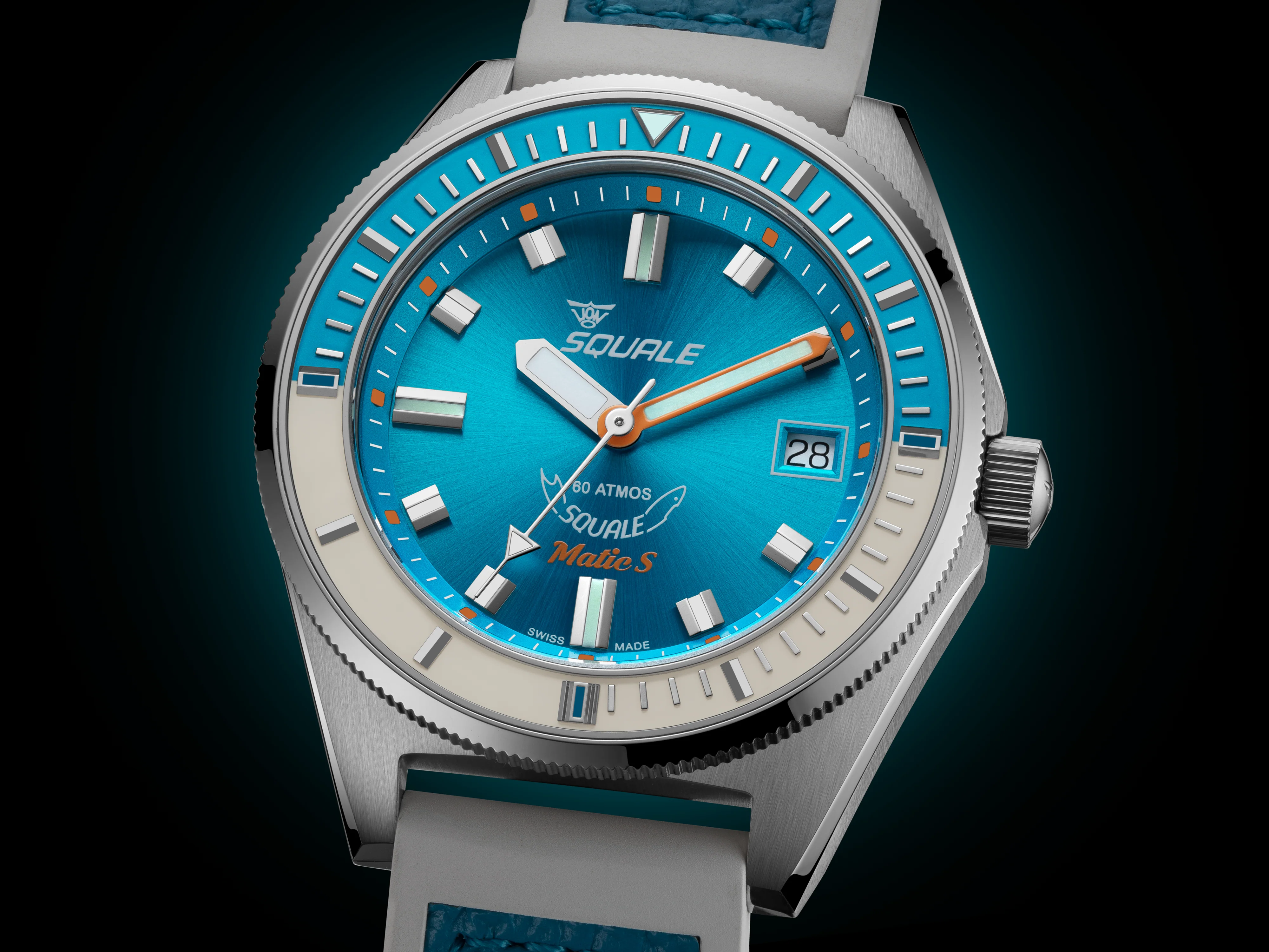 Squale Matic S Light Blue HydroLeather Watch - Image 9
