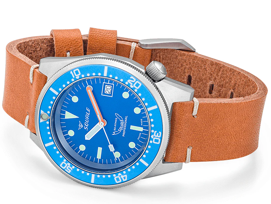 Squale 1521 Blue Blasted Leather Watch - Image 4