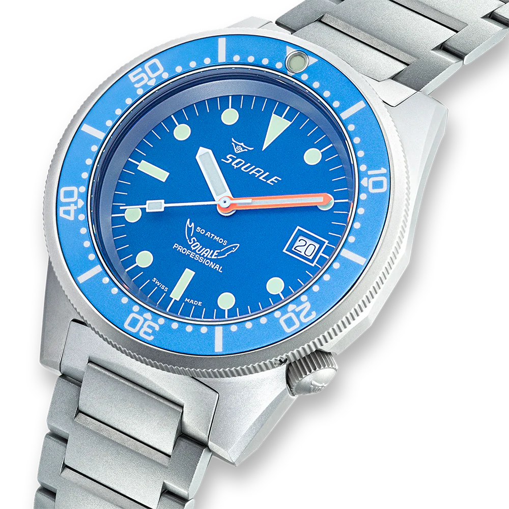 Squale 1521 Blue Blasted Bracelet Watch - Image 3