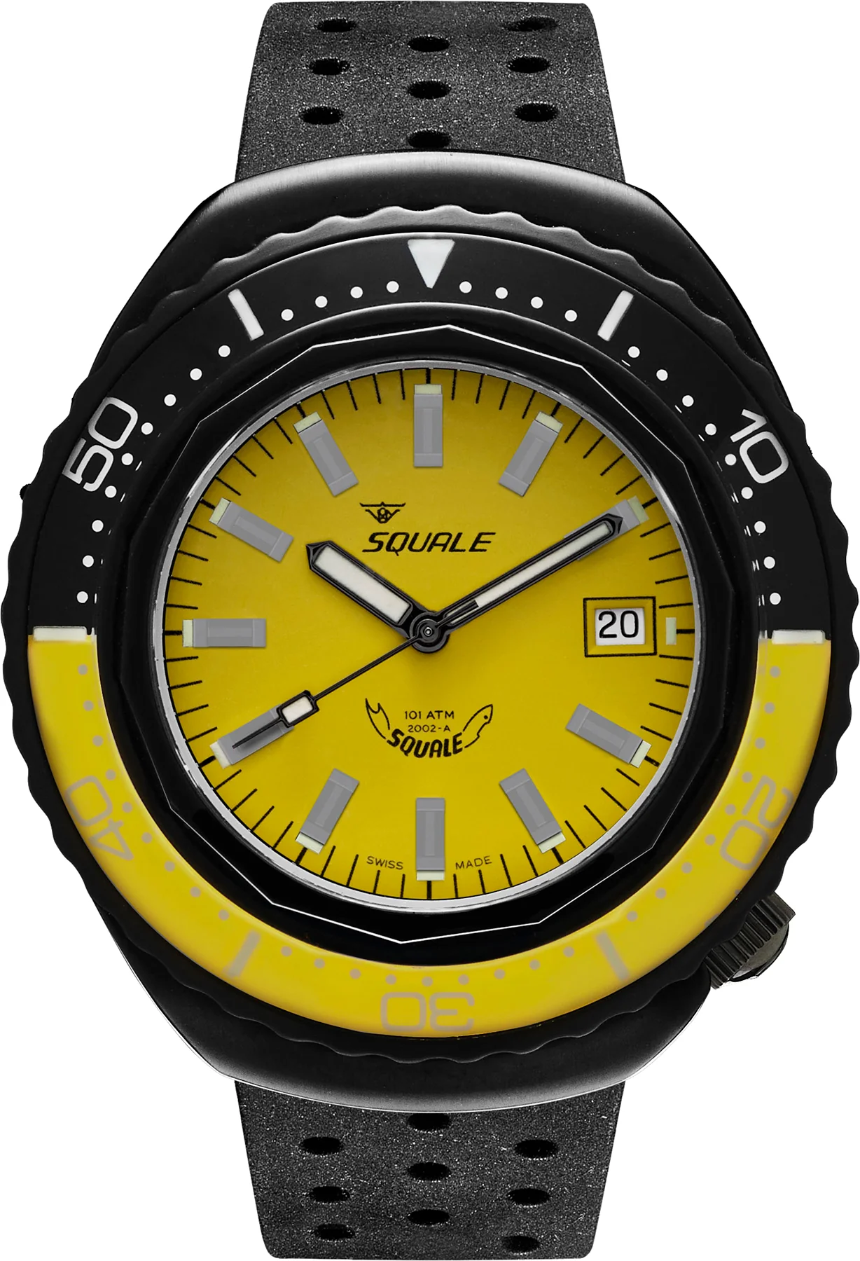 Squale Watch 2002 Yellow Rubber