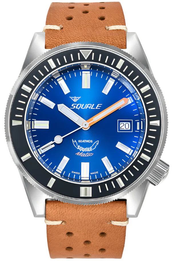 Squale Matic Dark Blue Leather Watch