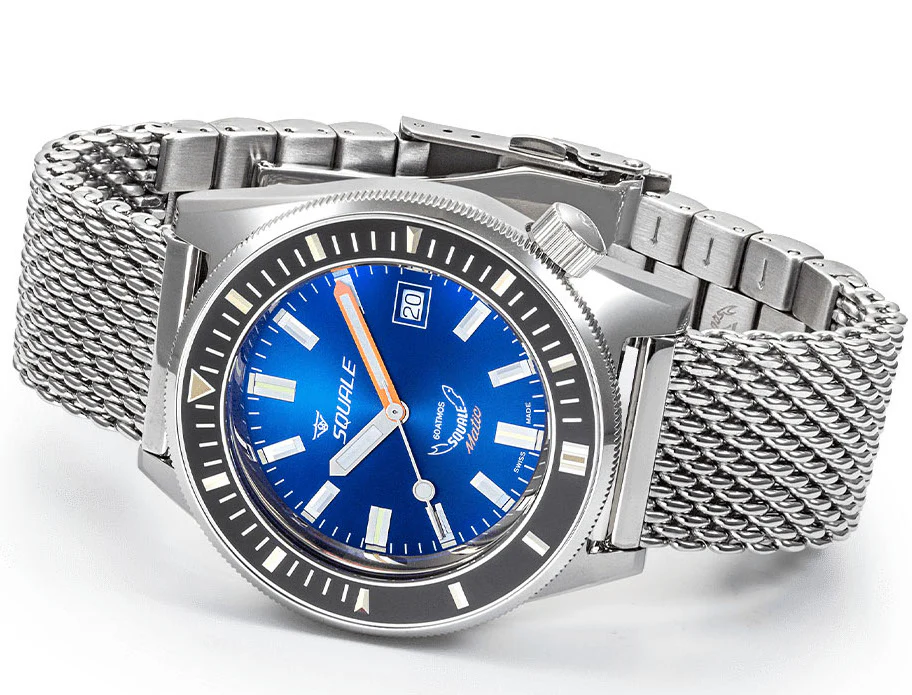 Squale Matic Dark Blue Mesh Watch - Image 3