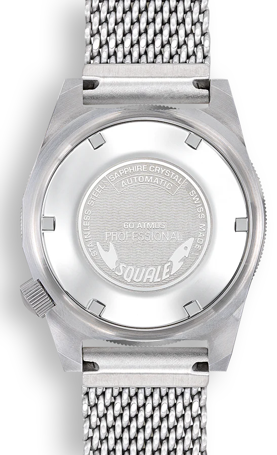 Squale Matic Satin Black Mesh Watch - Image 2