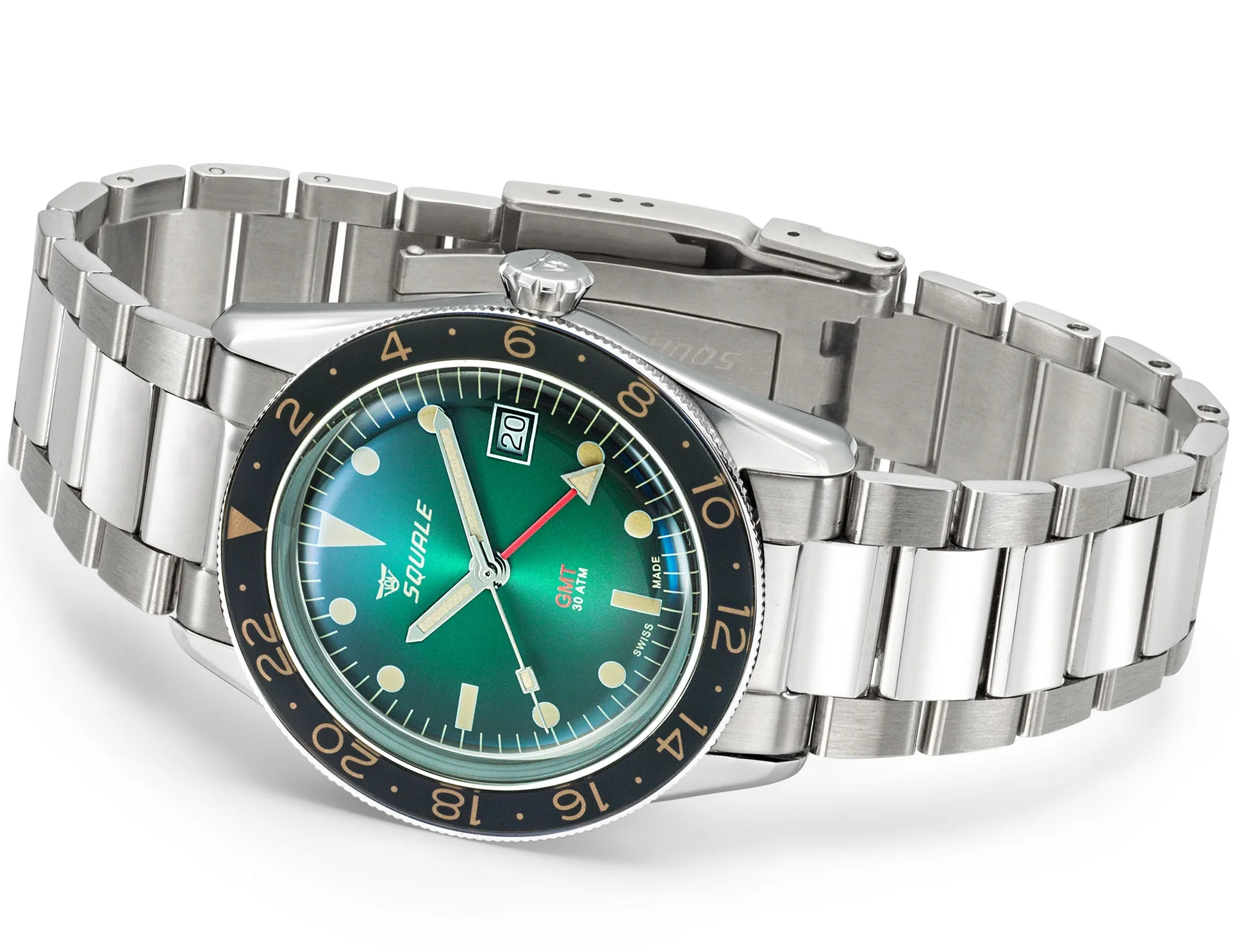 Squale SUB-39 GMT Vintage Green Bracelet Watch - Image 4