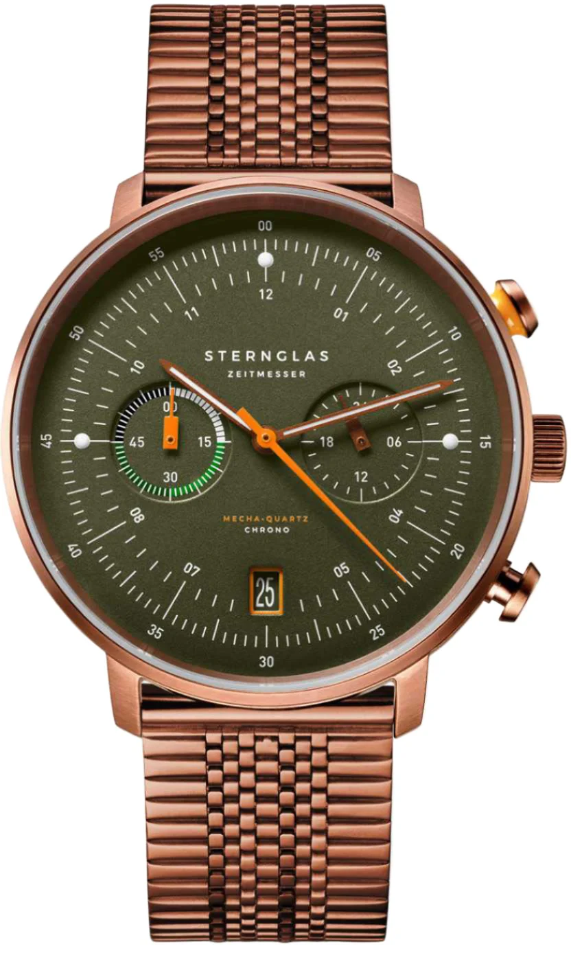 Sternglas Hamburg Chrono Green Bronze Watch