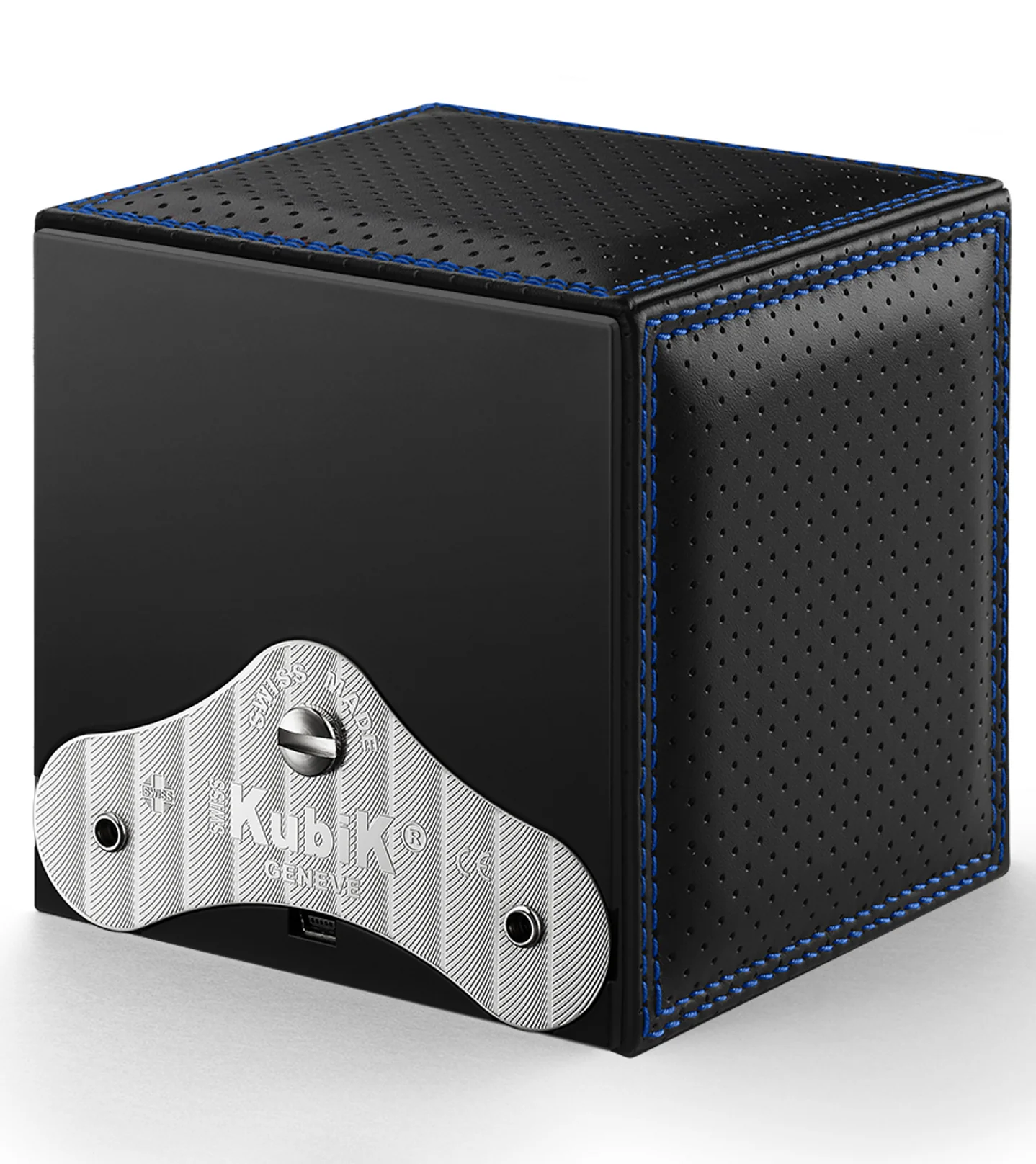 Swiss Kubik Watch Winder Single Masterbox Racing Line Blue Stitching - Image 2