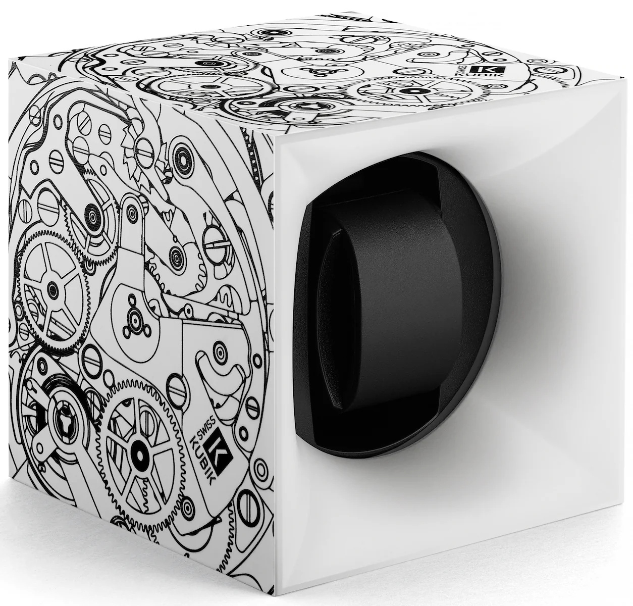 Swiss Kubik Watch Winder Single Startbox White Black Print - Image 3