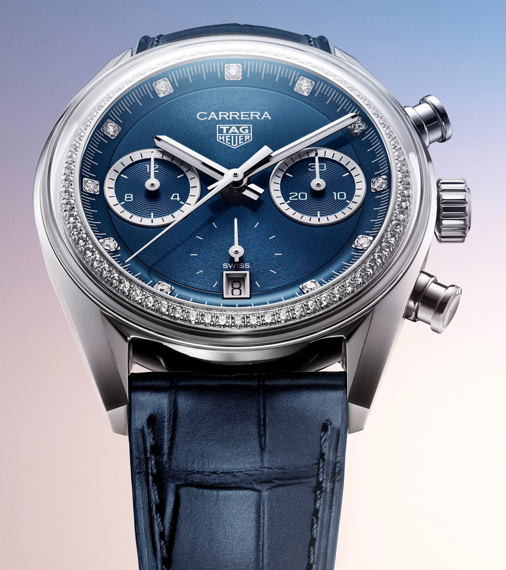 TAG Heuer Carrera Chronograph Circular Brushed Blue Watch - Image 7