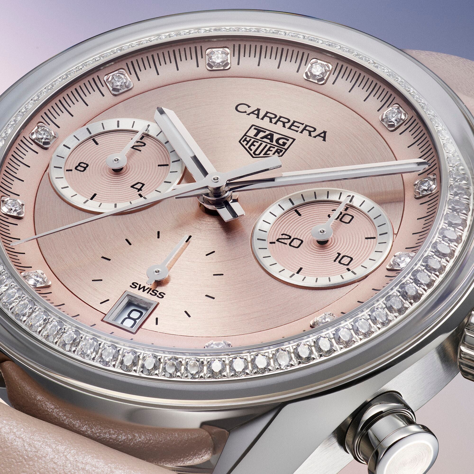 TAG Heuer Carrera Chronograph Circular Brushed Pink Watch - Image 6