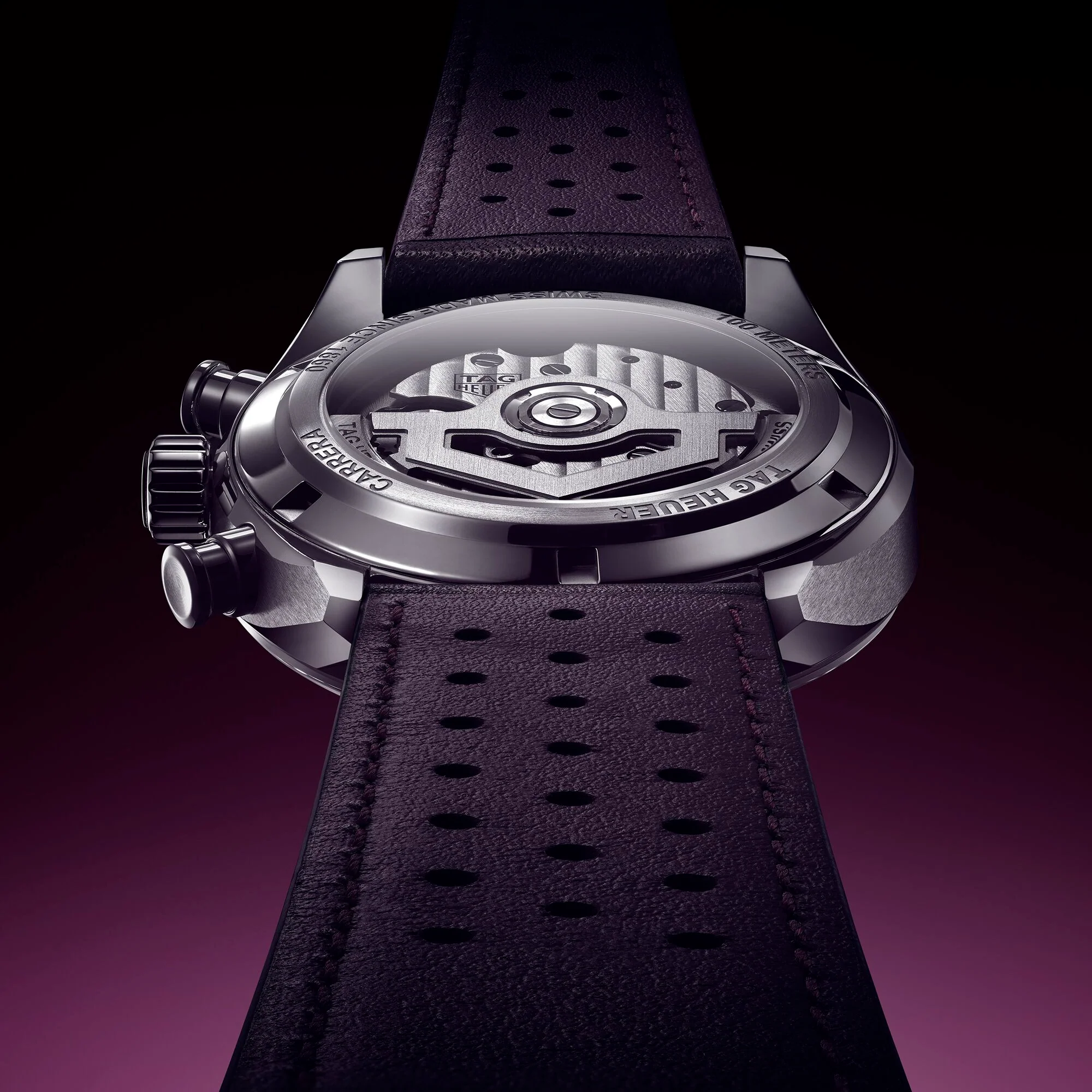 TAG Heuer Carrera Chronograph Sunray Brushed Purple Watch - Image 8