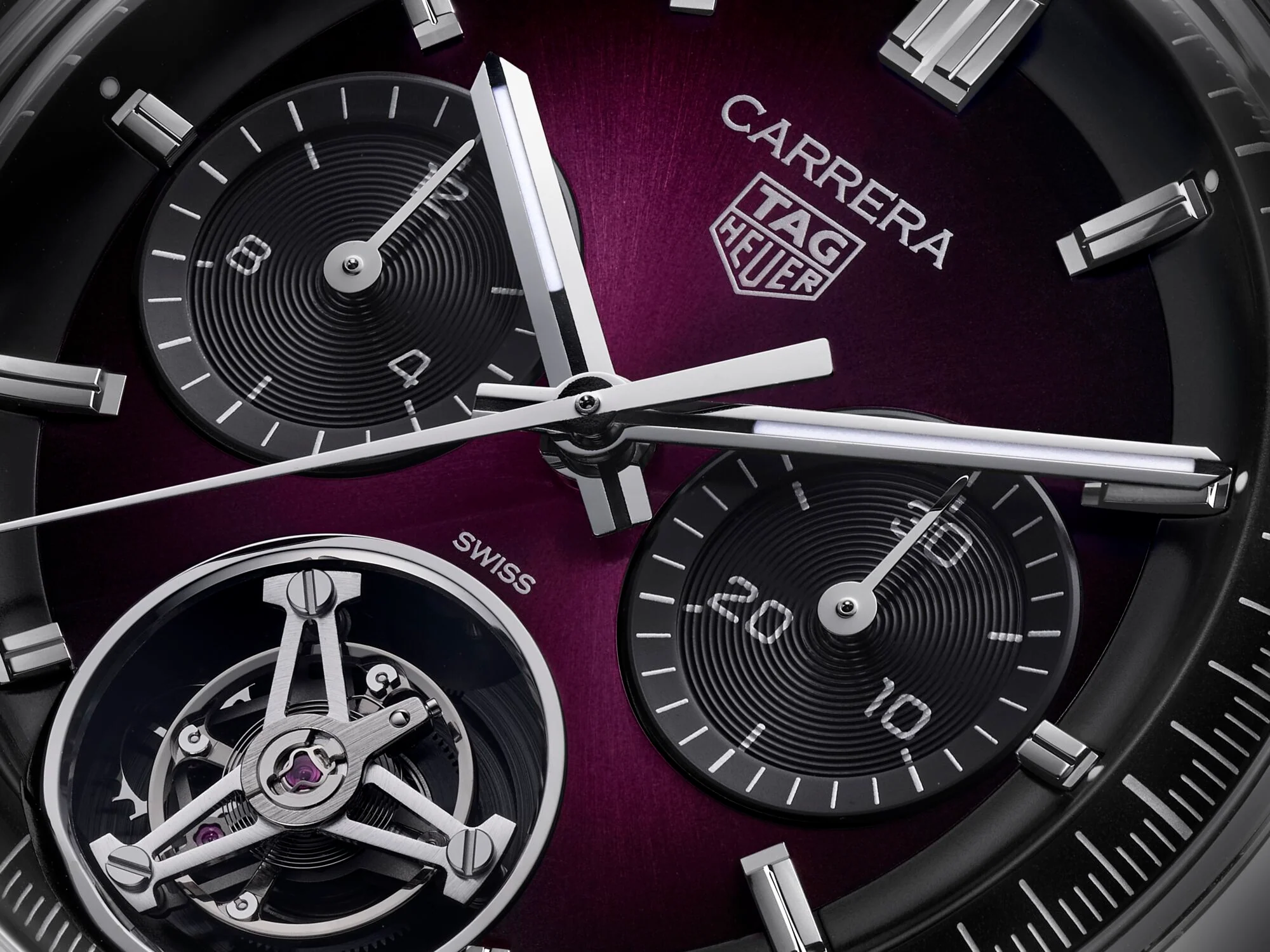 TAG Heuer Carrera Chronograph Tourbillon Sunray Brushed Purple Watch - Image 5