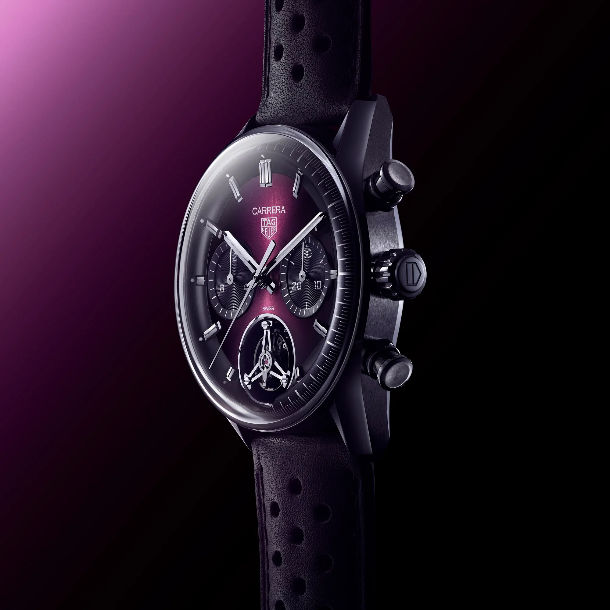 TAG Heuer Carrera Chronograph Tourbillon Sunray Brushed Purple Watch - Image 8