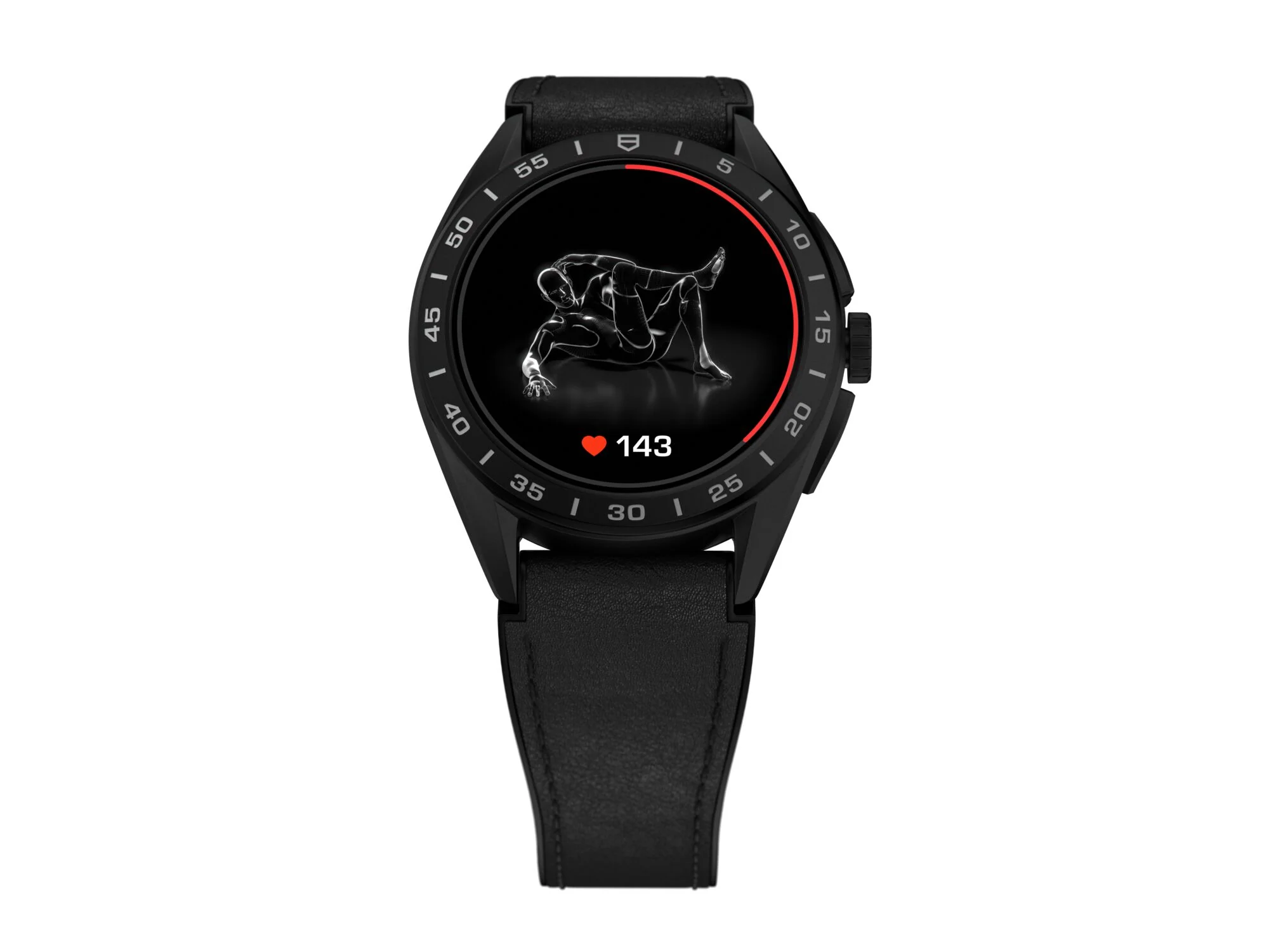 TAG Heuer Watch Connected Calibre E4 45 Titanium Black Leather - Image 2