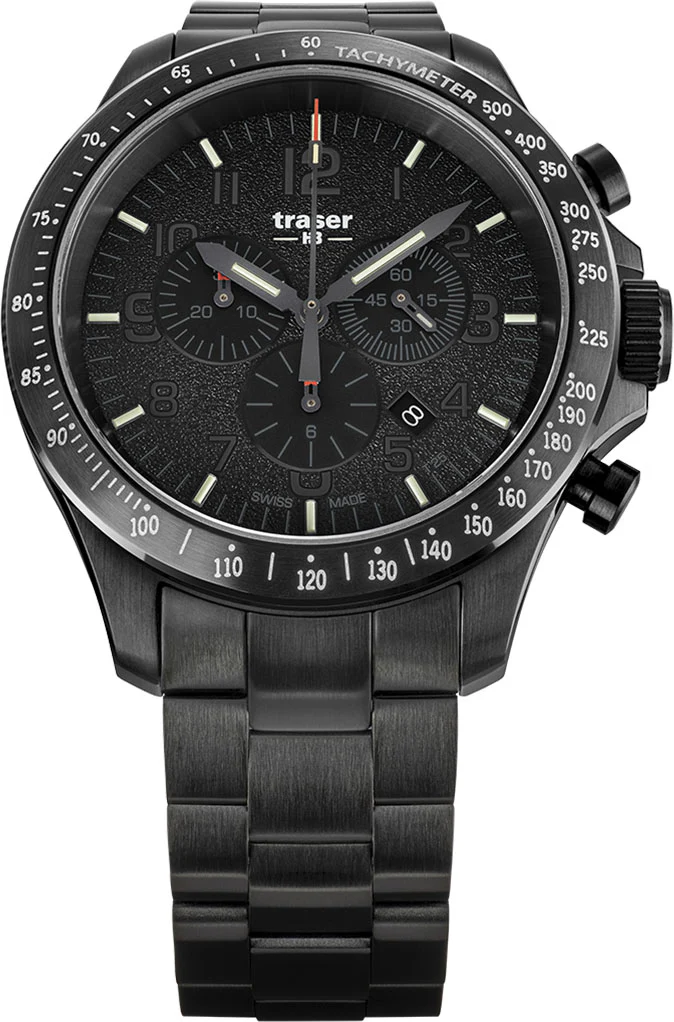 Traser H3 P67 Officer Pro Chrono Black PVD Bracelet Watch