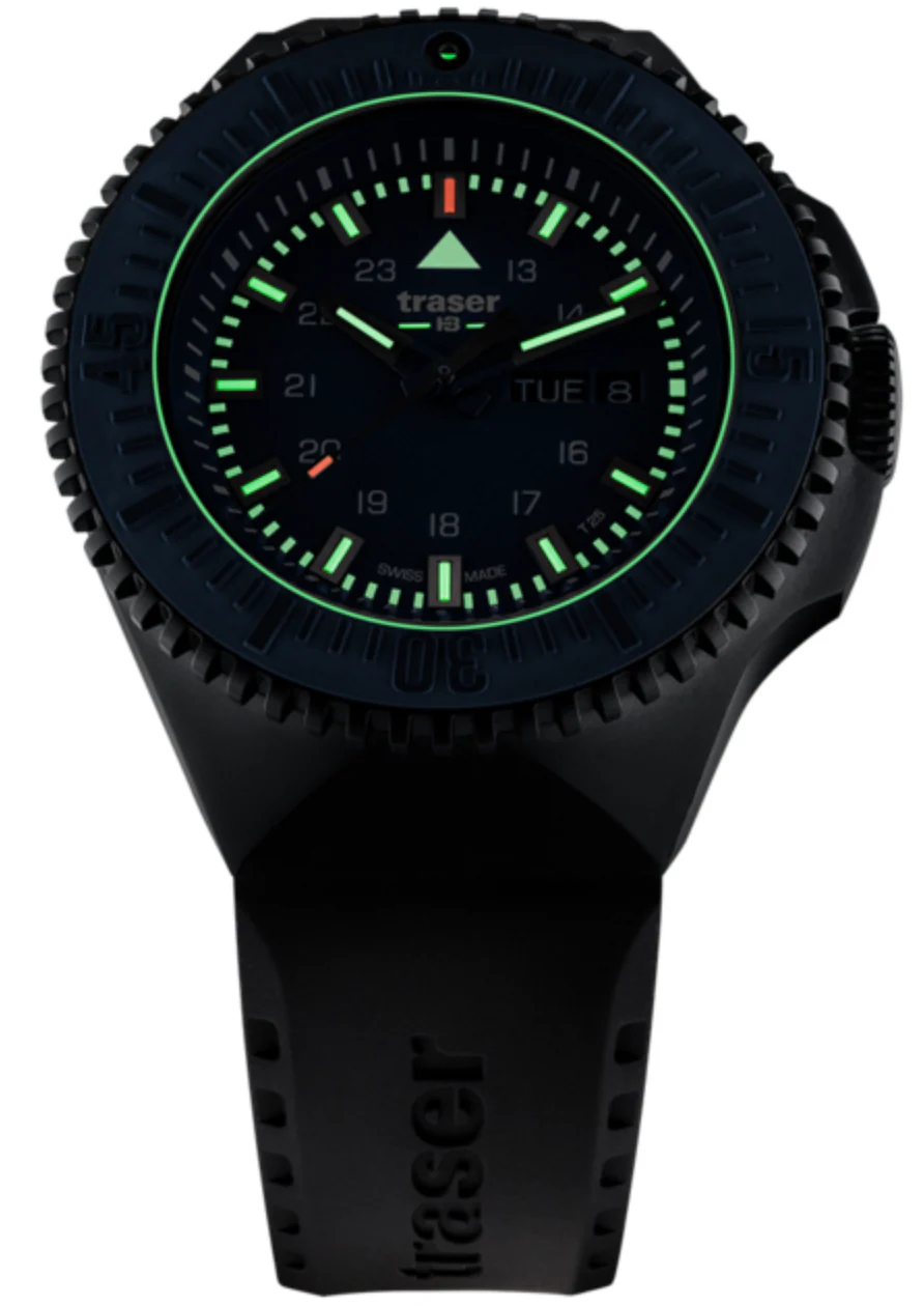 Traser H3 P69 Black Stealth Green Rubber Watch - Image 3
