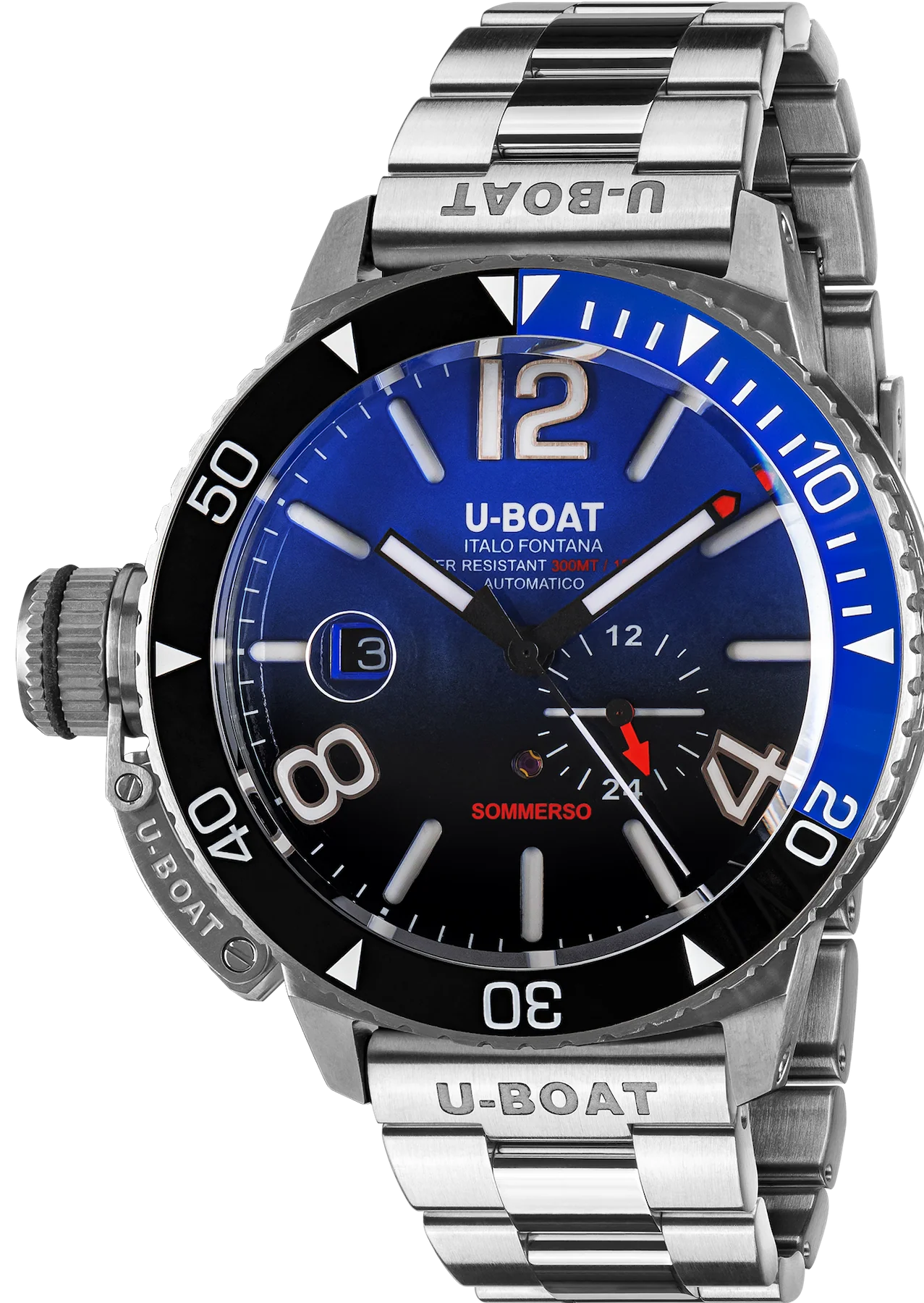 U-Boat Sommerso Ghiera Ceramica Bicolore Quadrante Blue Bracelet Watch