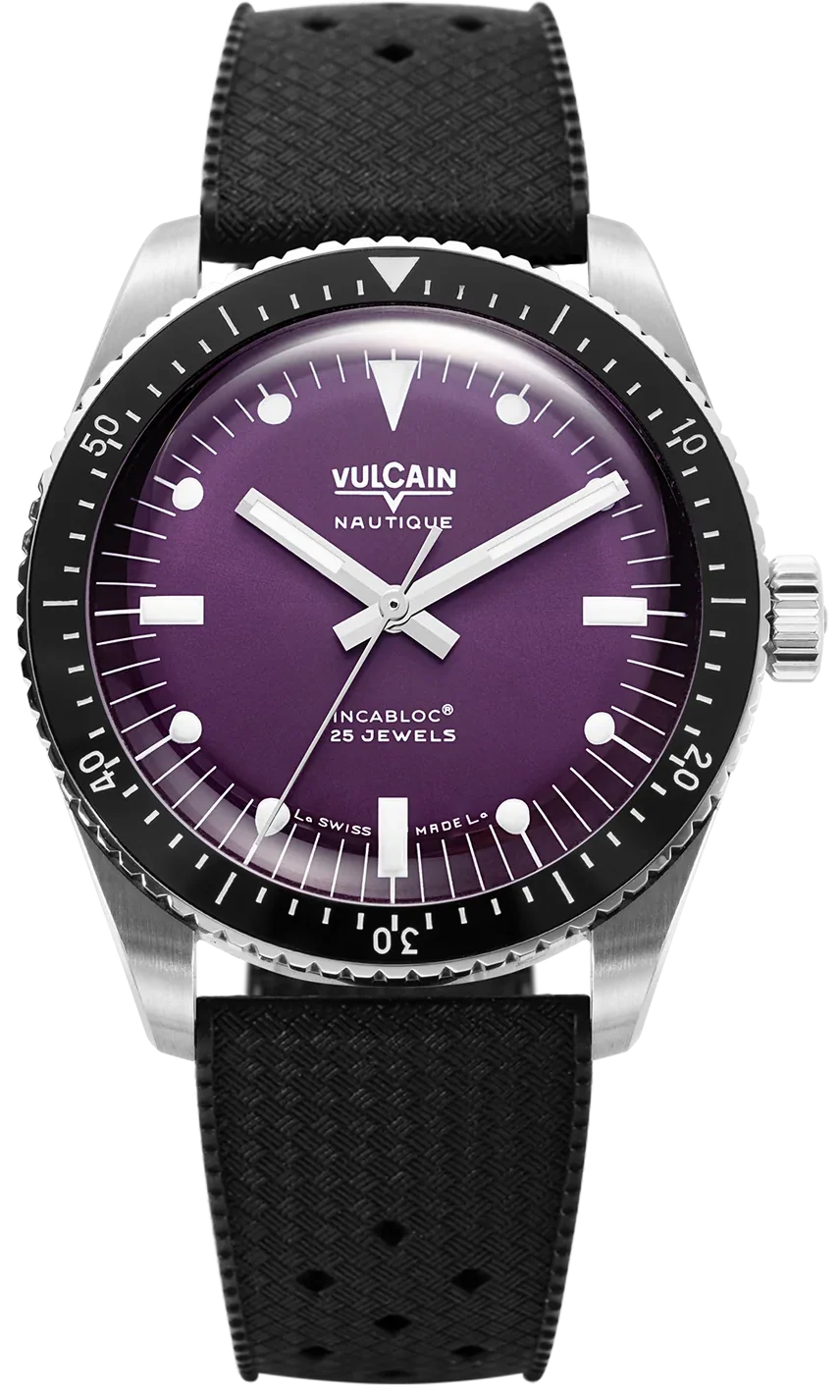 Vulcain Skindiver Nautique Purple Black Rubber Limited Edition Watch