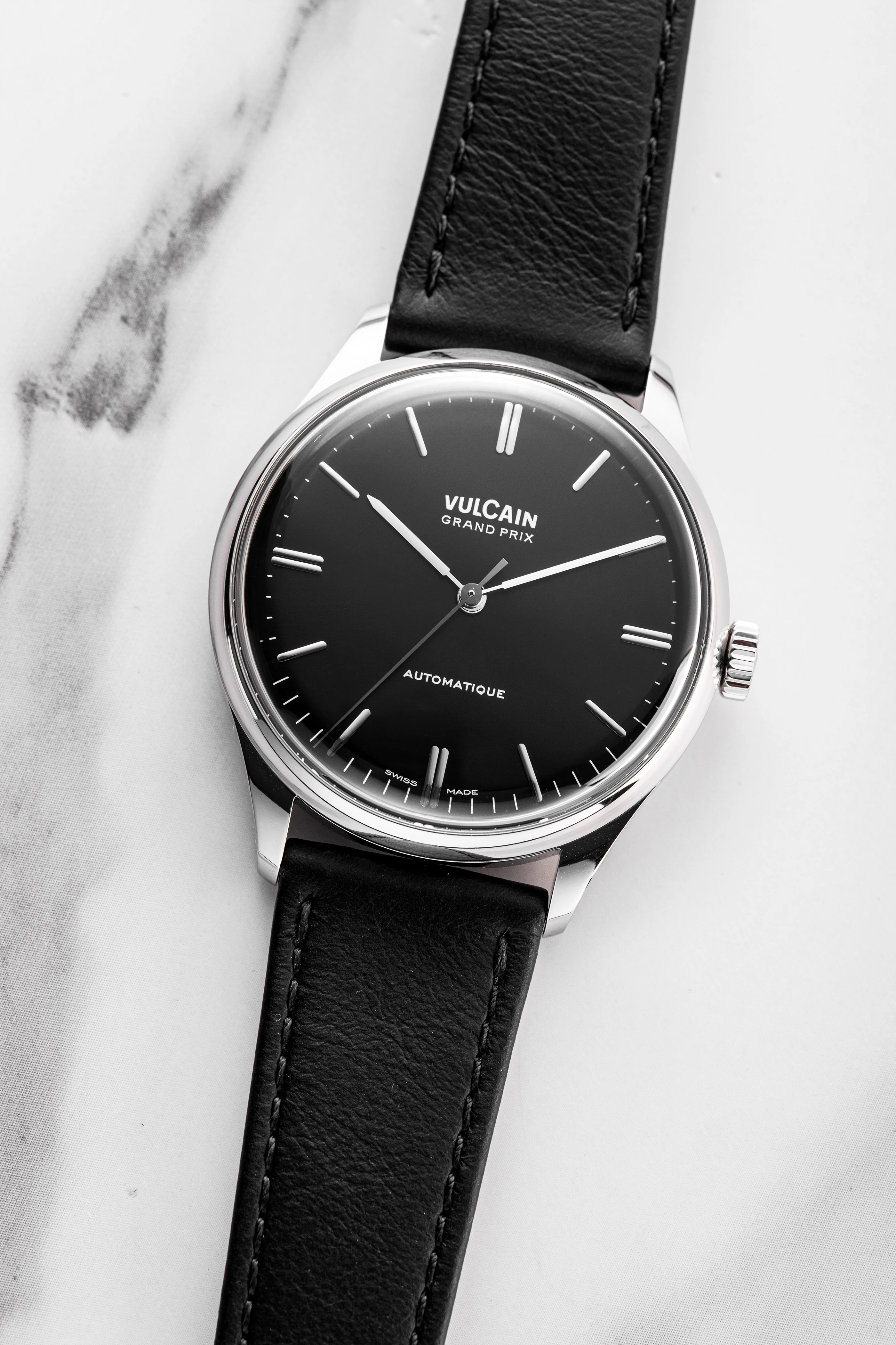 Vulcain Grand Prix Black Calf Leather Watch - Image 4