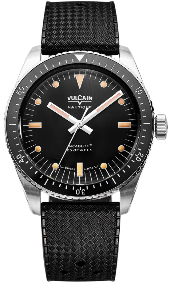 Vulcain Skindiver Black Rubber Watch