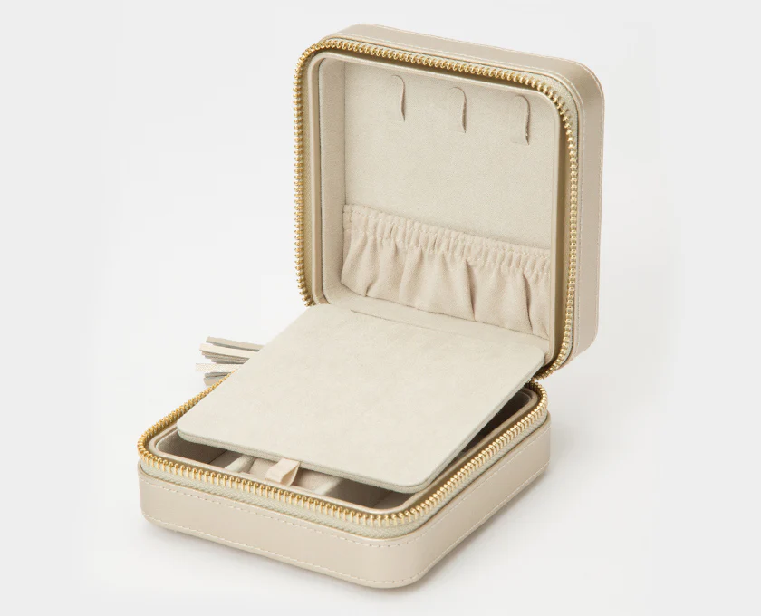 Wolf Jewellery Case Caroline Zip Travel Champagne - Image 4