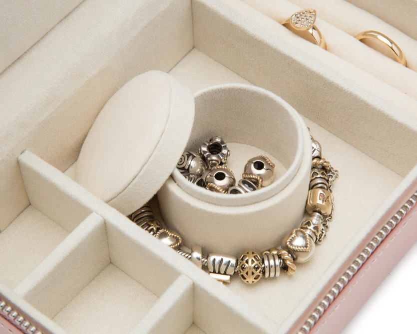 WOLF Jewellery Case Sophia Zip Rose Quartz - Image 5