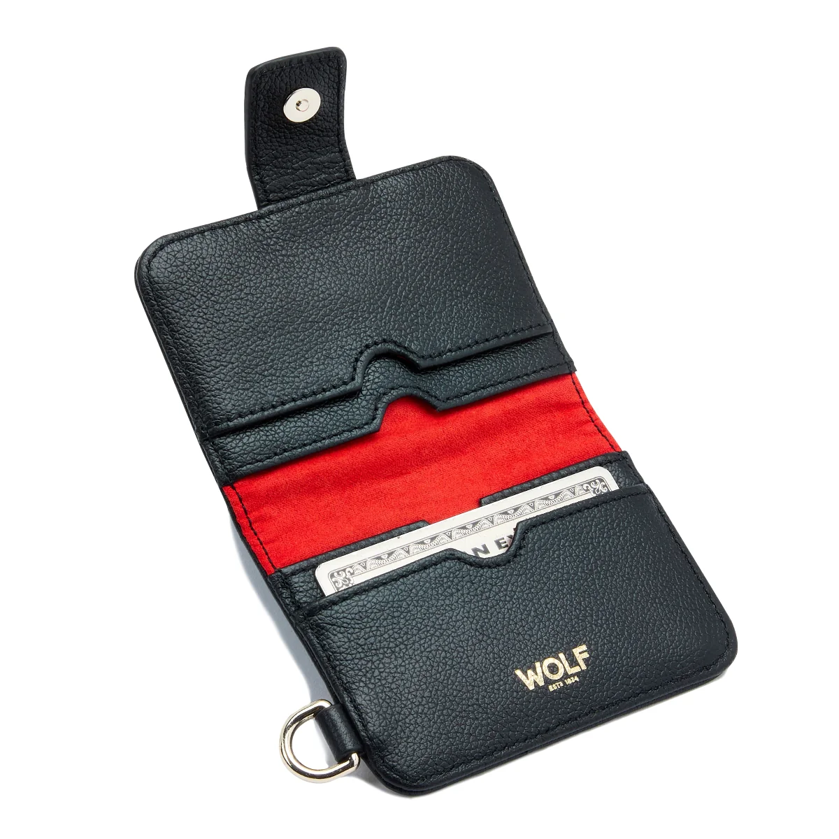 WOLF Mimi Collection Leather Black Credit Card Holder with Wristlet - Image 4