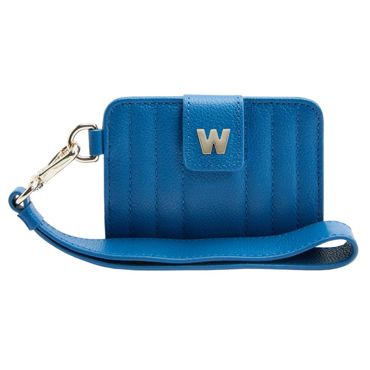 WOLF Mimi Collection Leather Blue Credit Card Holder with Wristlet