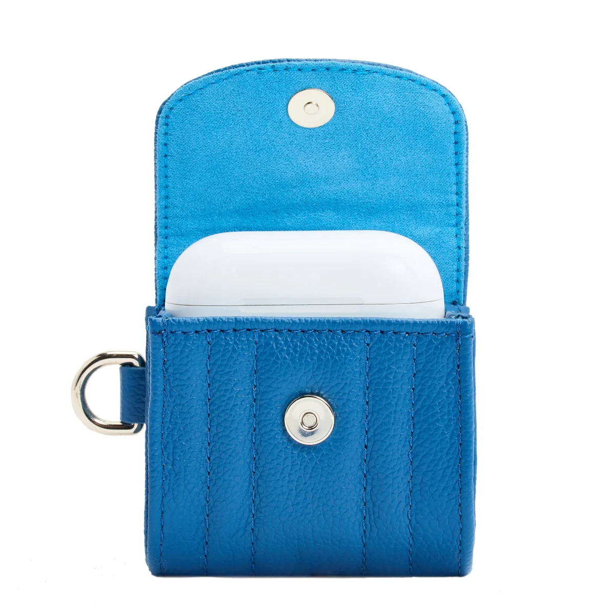 Wolf Mimi Collection Leather Blue Earpods Case with Wristlet - Image 3