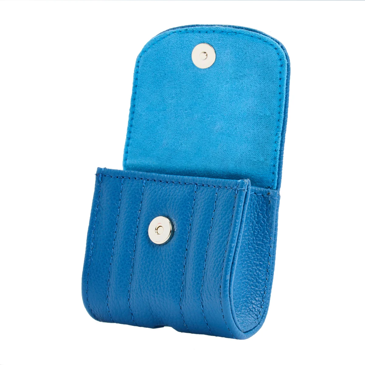 Wolf Mimi Collection Leather Blue Earpods Case with Wristlet - Image 4