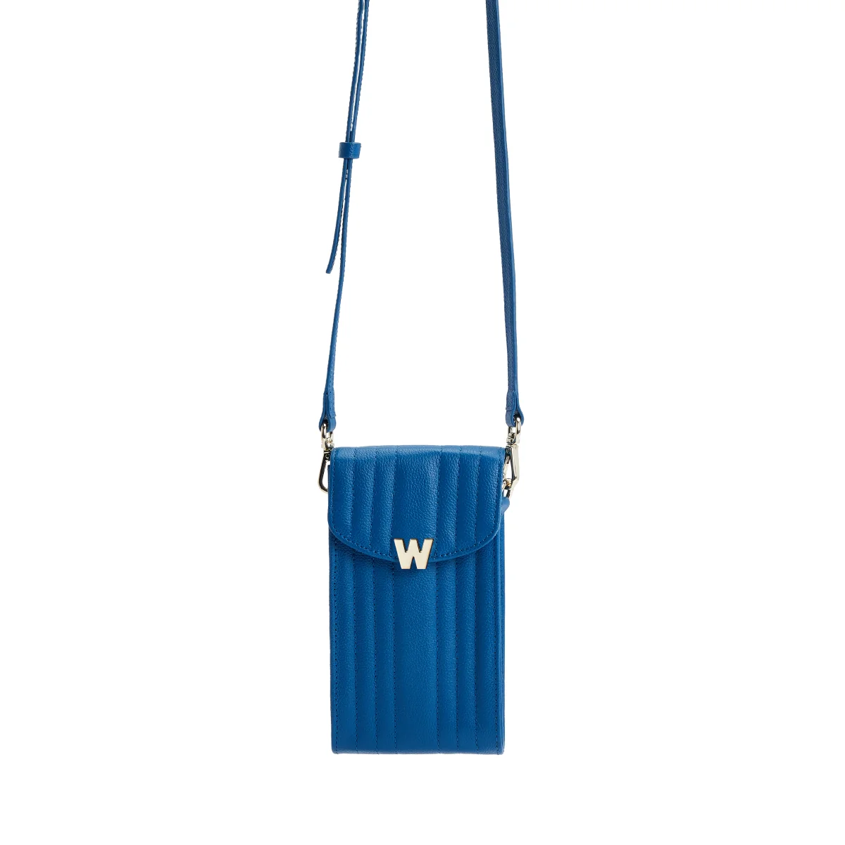 Wolf Mimi Collection Leather Blue Phone Case with Wristlet and Lanyard