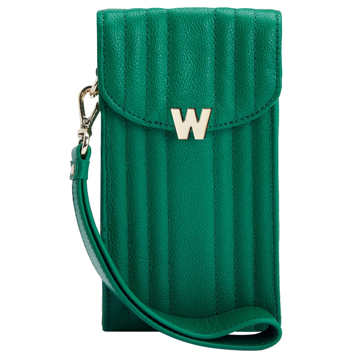 Wolf Mimi Collection Leather Green Phone Case with Wristlet and Lanyard