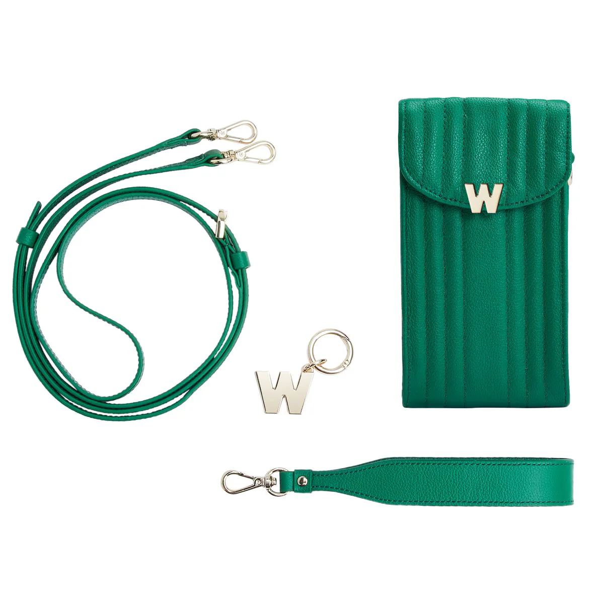 Wolf Mimi Collection Leather Green Phone Case with Wristlet and Lanyard - Image 5