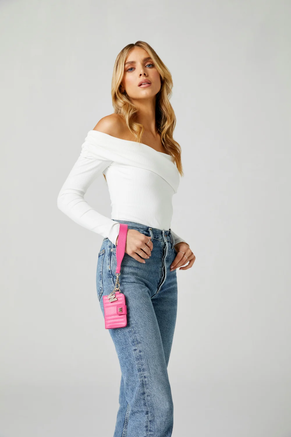 Wolf Mimi Collection Leather Pink Crossbody Bag with Wristlet and Lanyard - Image 10