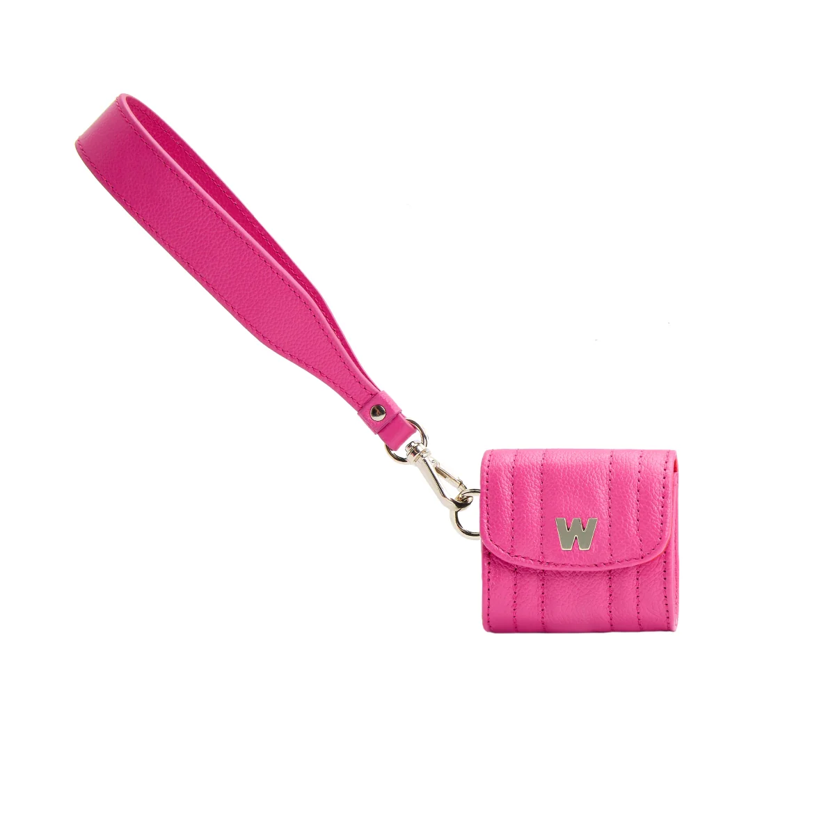 Wolf Mimi Collection Leather Pink Earpods Case with Wristlet
