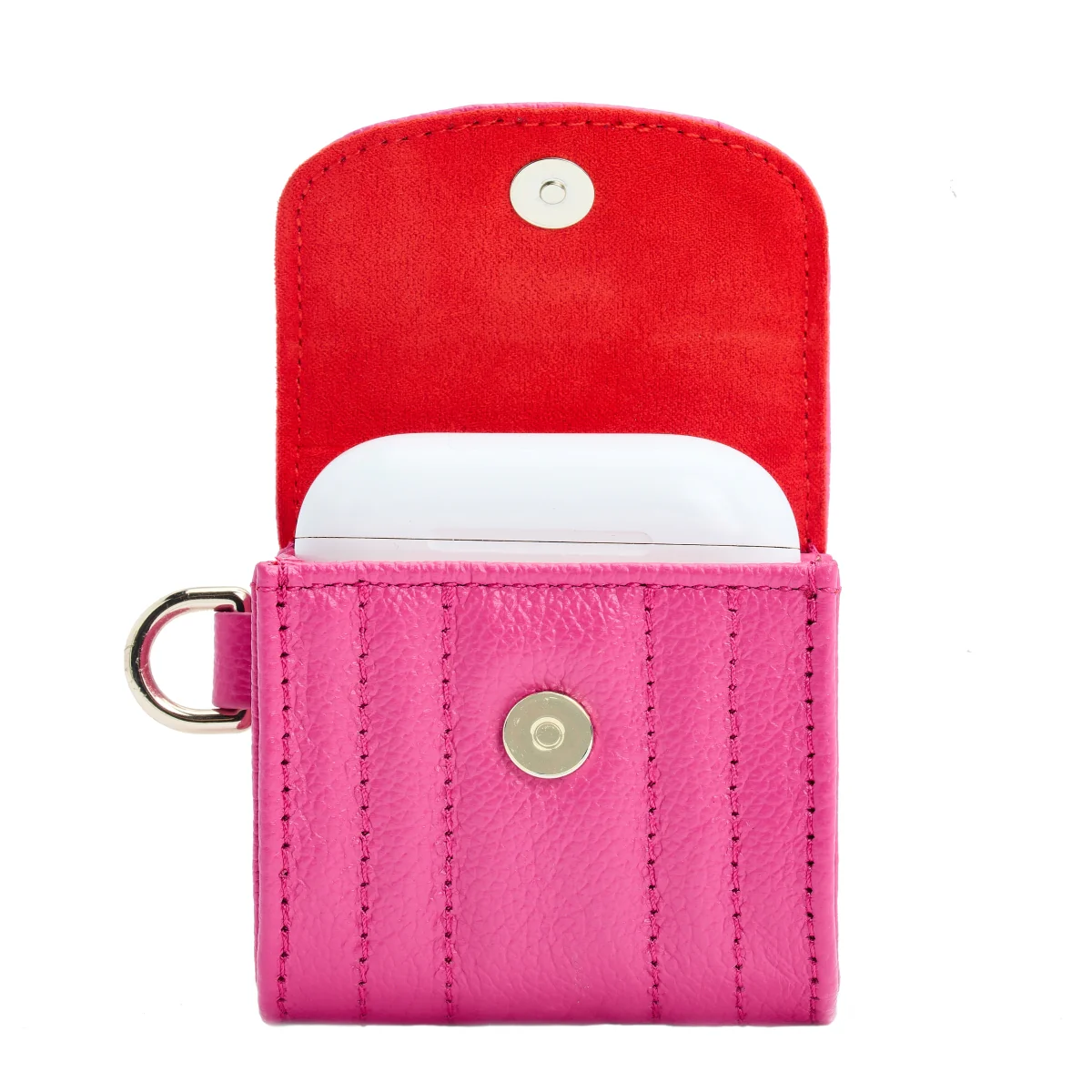Wolf Mimi Collection Leather Pink Earpods Case with Wristlet - Image 4