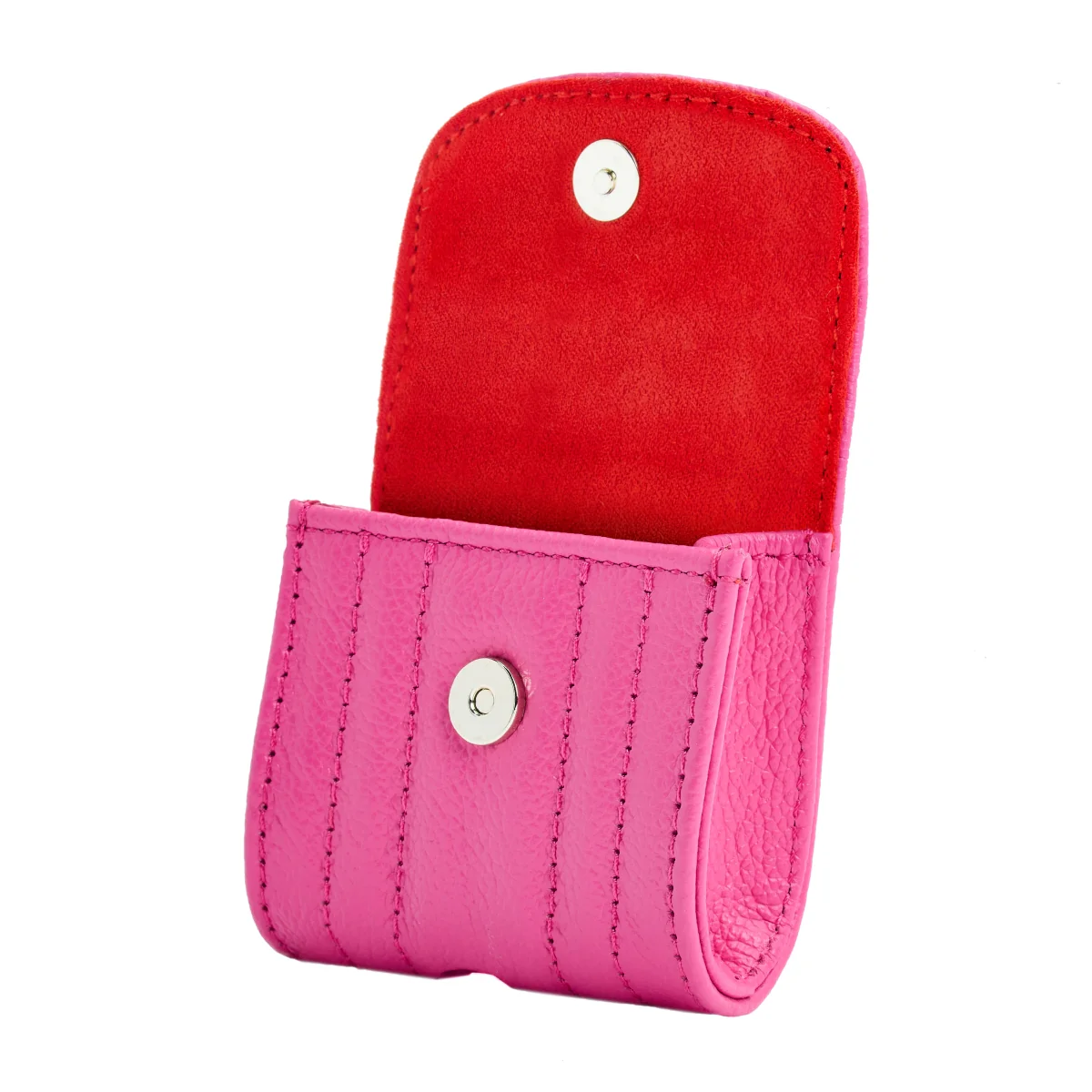 Wolf Mimi Collection Leather Pink Earpods Case with Wristlet - Image 5