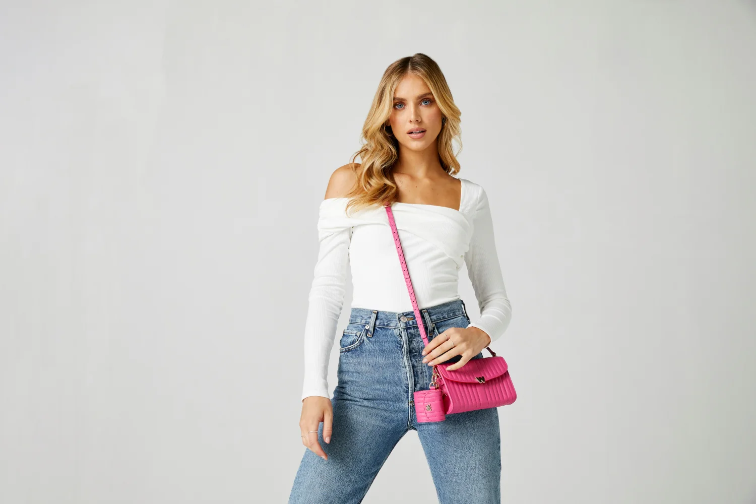 Wolf Mimi Collection Leather Pink Earpods Case with Wristlet - Image 9