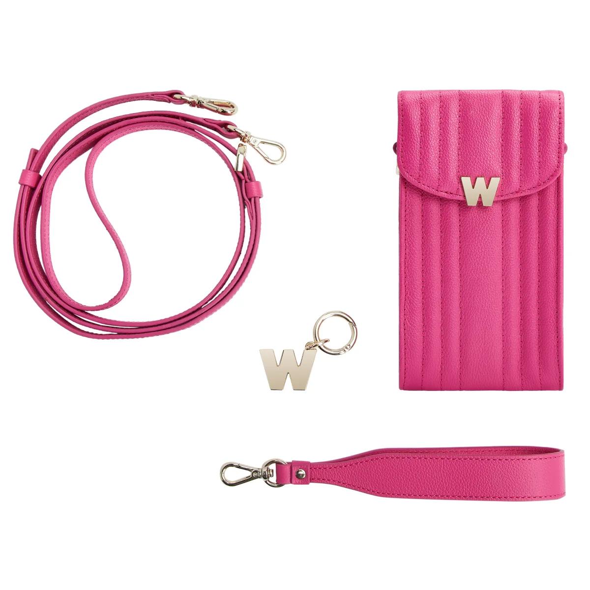 Wolf Mimi Collection Leather Pink Phone Case with Wristlet and Lanyard - Image 6