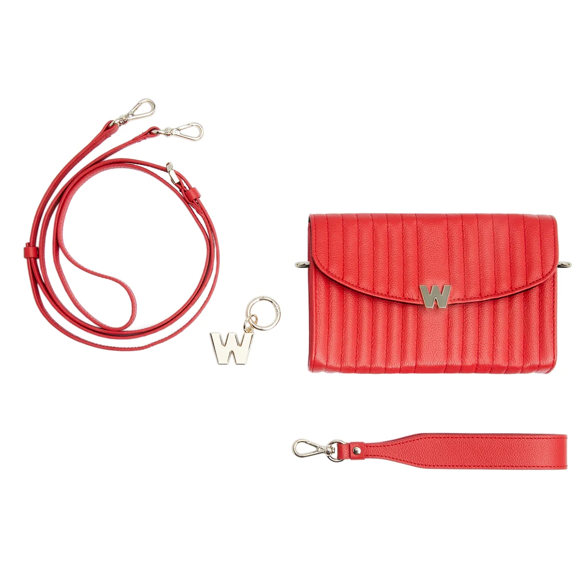 Wolf Mimi Collection Leather Red Crossbody Bag with Wristlet - Image 5