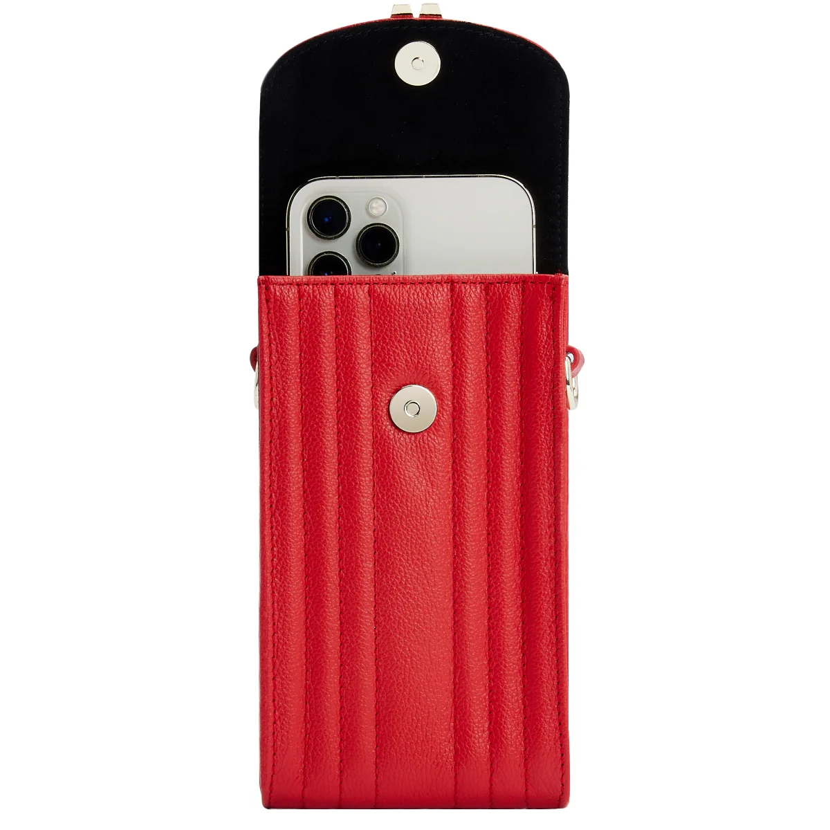 Wolf Mimi Collection Leather Red Phone Case with Wristlet and Lanyard - Image 4