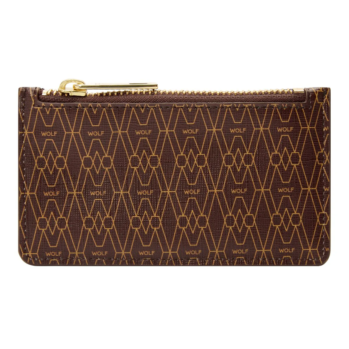 Wolf Signature Vegan Collection Brown Zip Card Case