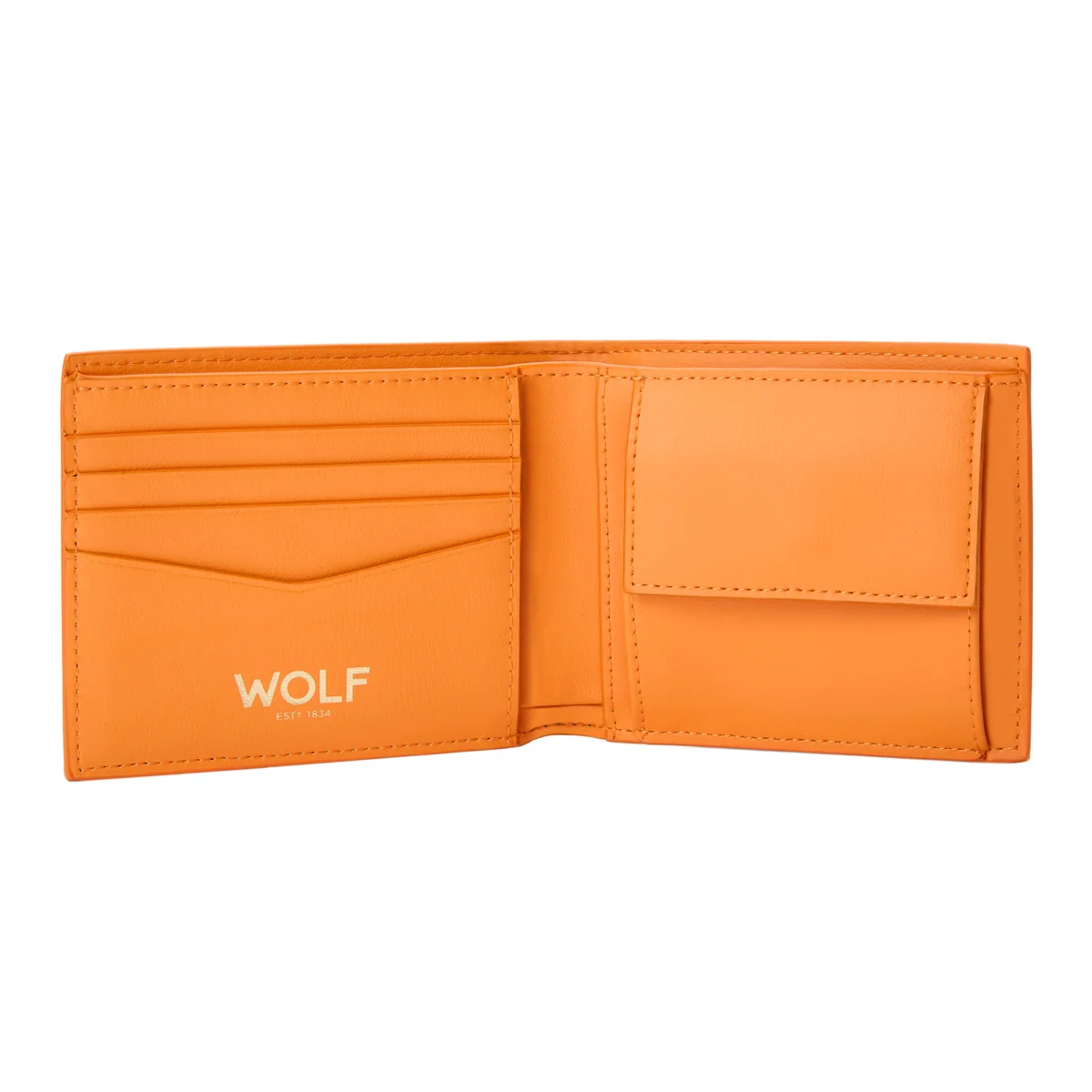 Wolf Signature Vegan Collection Orange Billfold Coin Wallet - Image 5