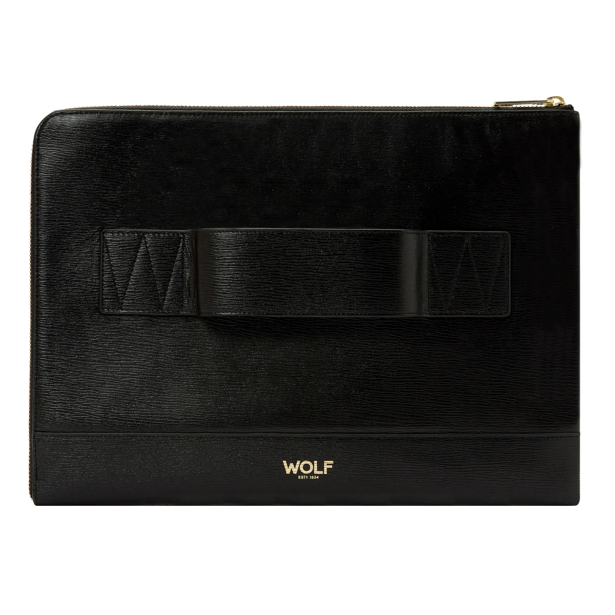 Wolf W Collection Leather Black Laptop Sleeve - Image 2