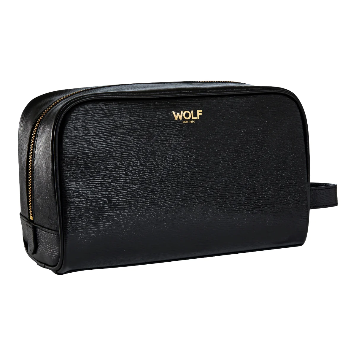 Wolf W Collection Leather Black Washbag - Image 3