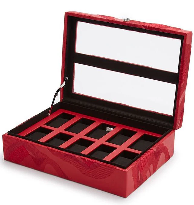 WOLF Watch Box Memento Mori 10 Piece Red
