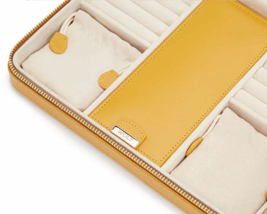 WOLF Jewellery Case Maria Zip Large Musturd - Image 3